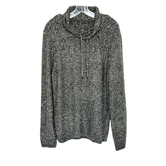 Retrofit Wms L Cowl Neck Drawstring Charcoal Gray Tunic Knit Sweater Cozycore - Picture 1 of 6